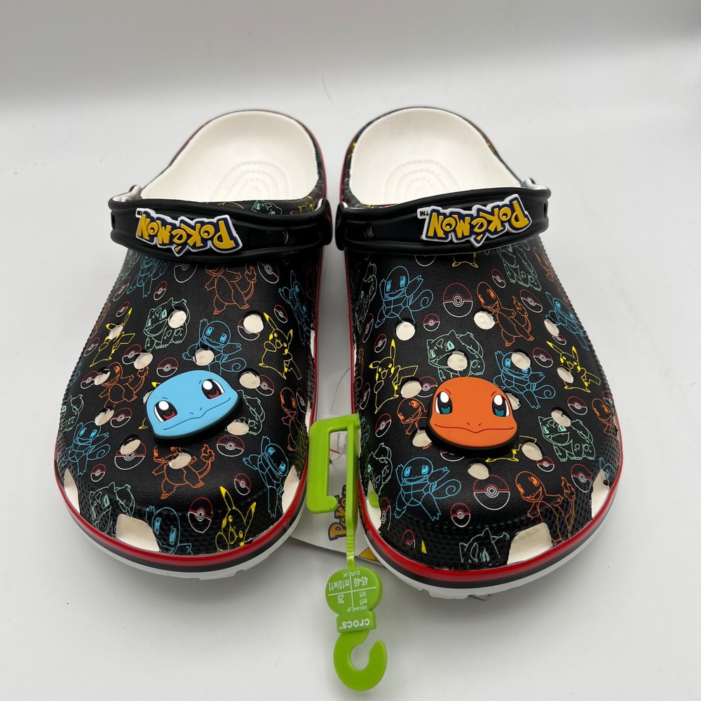 Crocs Pokemon Classic Clog Mens sz 11 Black Multi Color Character Print Jibbitz - Picture 3 of 8